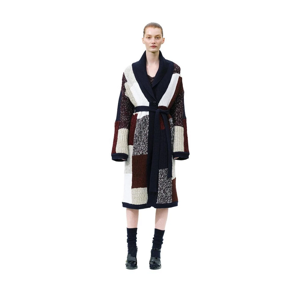 Labeca London Women's Vivienne Block Wool Midi Robe Cardigan