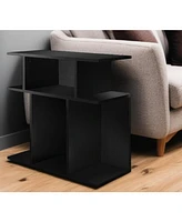 Modern Wood End Table with Six Open Shelves for Organization
