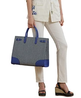 Lauren Ralph Lauren Striped Canvas Devyn Tote Bag