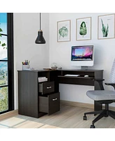 Modern L-Shaped Computer Desk with Two Storage Drawers – Corner Workstation