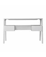 48" White Writing Desk With Two Drawers