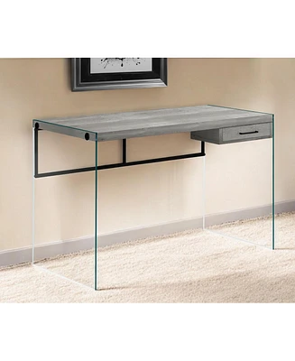 24" Grey and Clear Computer Desk