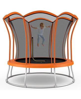 8 Feet Outdoor Unique Flower Shape Trampoline with Enclosure Net