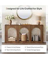Tribesigns 70.9" Console Table with Storage, Wood Entryway Entry 3 Arched Shelves for Foyer, Hallway, Living Room, Behind Couch Sofa,