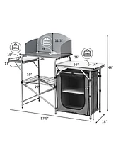 Gymax Folding Outdoor Camping Table Portable Bbq Grill Table w/ Storage Bag