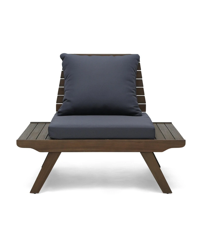 Sedona Outdoor Acacia Wood Club Chairs with Dark Gray Removable Cushions, Wood Outdoor Patio Lounge Chairs