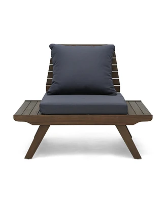 Sedona Outdoor Acacia Wood Club Chairs with Dark Gray Removable Cushions, Wood Outdoor Patio Lounge Chairs