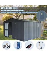 11 ft. W x 9 ft. D Dark Gray Metal Storage Shed with Windows, Utility Tool Storage Room with Lockable Door