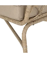 Outdoor Loveseat, 2 Seater Patio Sofa with Wicker Weave and Durable Cushions, Durable Rattan Finish