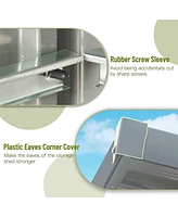 Outdoor Garden Shed Metal Utility Tool Storage Room with Latches and Lockable Door for Balcony