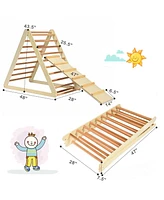 Foldable Wooden Triangle Climber with Reversible Ramp for Kids