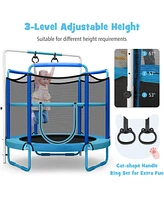 5 Feet Kids 3-in-1 Game Trampoline with Enclosure Net Spring Pad