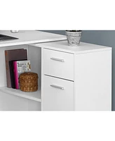 L-Shaped 34" Computer Desk With Dual Drawers for Small Office Spaces