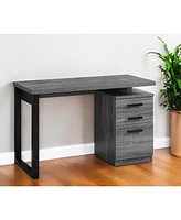 24" Grey and Black Computer Desk With Three Drawers