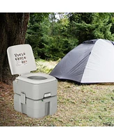 Gymax 5.3 Gallon Portable Travel Toilet Outdoor Camping Toilet w/ Piston Pump Flush