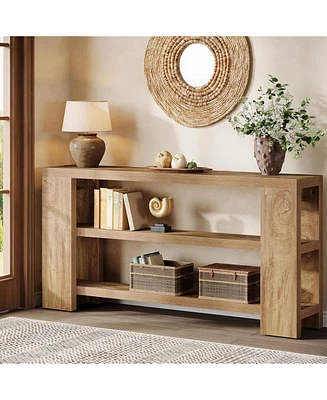 Tribesigns 70.9-Inch Extra Long Console Table with Storage, Narrow Wooden Sofa Table Behind The Couch, Farmhouse 3-Tier Entry Foyer Table for Entryway