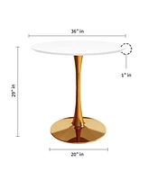 White And Gold Metal Dining Table