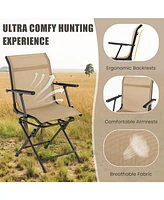 Foldable Swivel Patio Chair with Armrest and Mesh Back