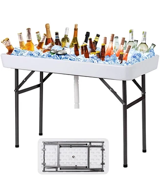4 Feet Plastic Party Ice Folding Table with Matching Skirt