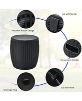 9.5 Gallon 4-in-1 Patio Rattan Cool Bar Cocktail Table Side