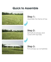 10 x 30 Feet Gazebo Canopy Tent with Connection Stakes and Wind Ropes