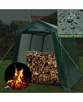 Outdoor Carport Shed with Sidewalls and Waterproof Ripstop Cover