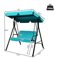2 Person Weather Resistant Canopy Swing for Porch Garden Backyard Lawn