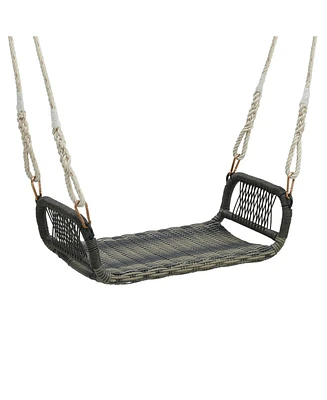 Wicker Porch Swing Seat with Cozy Armrests