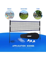 Recreational Badminton Complete Set with Portable Badminton Net, 4 Badminton Rackets, 3 Shuttlecocks & Carrying Bag