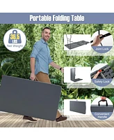 8 ft Portable Folding Table 350 Lbs Fold-in-Half Table with Hdpe Tabletop