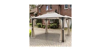 12 x 10 Feet Outdoor Double Top Patio Gazebo with Netting