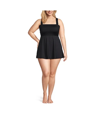 Lands' End Plus Smocked Swim Dress Swimsuit