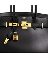 Pre-Owned Hermes Birkin 30 Handbag Black Box Calf with Gold Hardware