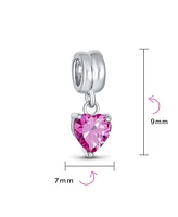Bling Jewelry Valentines Love Heart Dangle Charm Bead Sterling Silver Bracelet