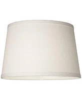White Linen Small Drum Lamp Shade 10" Top x 12" Bottom x 8" High (Spider) Replacement with Harp and Finial - Springcrest