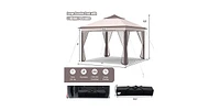 11 x Feet 2-Tier Pop-Up Gazebo Tent Portable Canopy Shelter Carry Bag Mesh