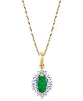 Emerald (5/8 ct. t.w.) & Diamond (1/4 ct. t.w) Baguette Halo 18" Pendant Necklace in 10k Gold