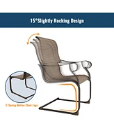 7-Piece Outdoor Dining Set with Aluminum Extendable Table 53"- 106" and C-Spring Chairs