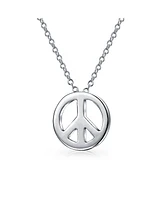 Bling Jewelry Set of 2 Minimalist World Peace Sign Pendant Necklace Gold Plated Silver