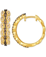 Le Vian Nude Diamond & Chocolate Diamond Wavy Small Hoop Earrings (3/4 ct. t.w.) in 14k Gold, 0.79"