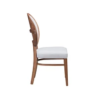 Set of Two Classic King Louis Back Dining Chairs with Fabric Upholstery