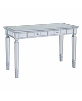 47" Silver Mirrored Writing Desk With Two Drawers