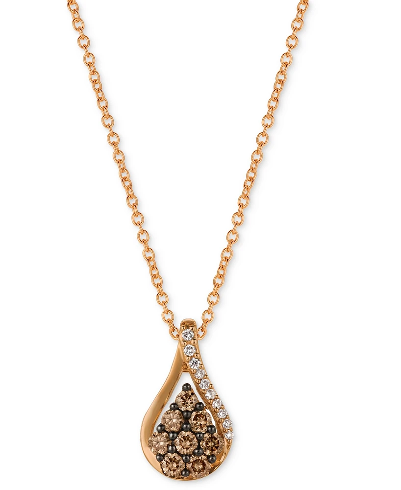 Le Vian Chocolatier Chocolate Diamond & Vanilla Diamond Teardrop 20" Pendant Necklace (3/8 ct. t.w.) in 14k Rose Gold