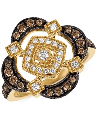 Le Vian Chocolatier Chocolate Diamond & Vanilla Diamond Quatrefoil Ring (3/4 ct. t.w.) in 14k Gold