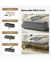 Lauris Classic Tufted Design Storage Bench with Nailhead Trim