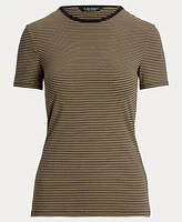 Lauren Ralph Lauren Women's Striped Stretch Cotton Crewneck Tee