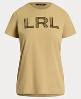 Lauren Ralph Women's Beaded-Logo Cotton Jersey Tee