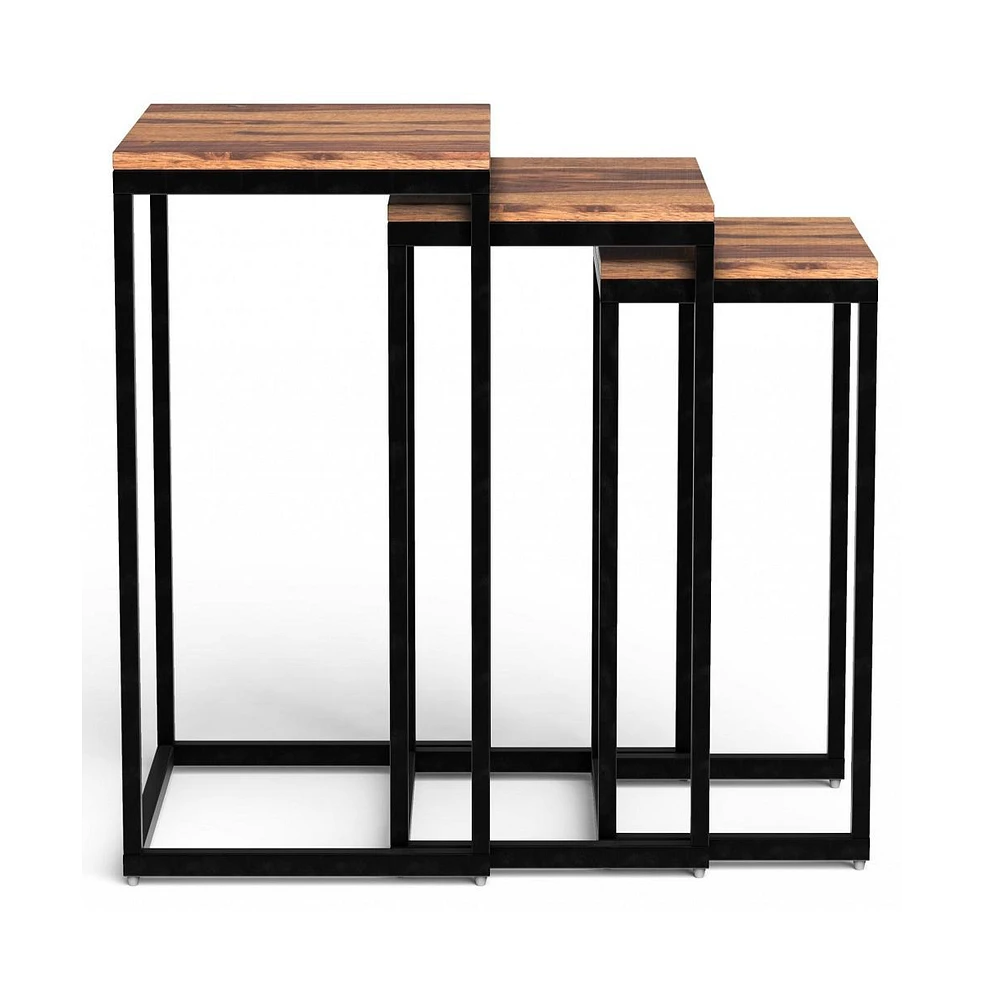 Solid Wood Nested Side Tables – Rustic Set of 3