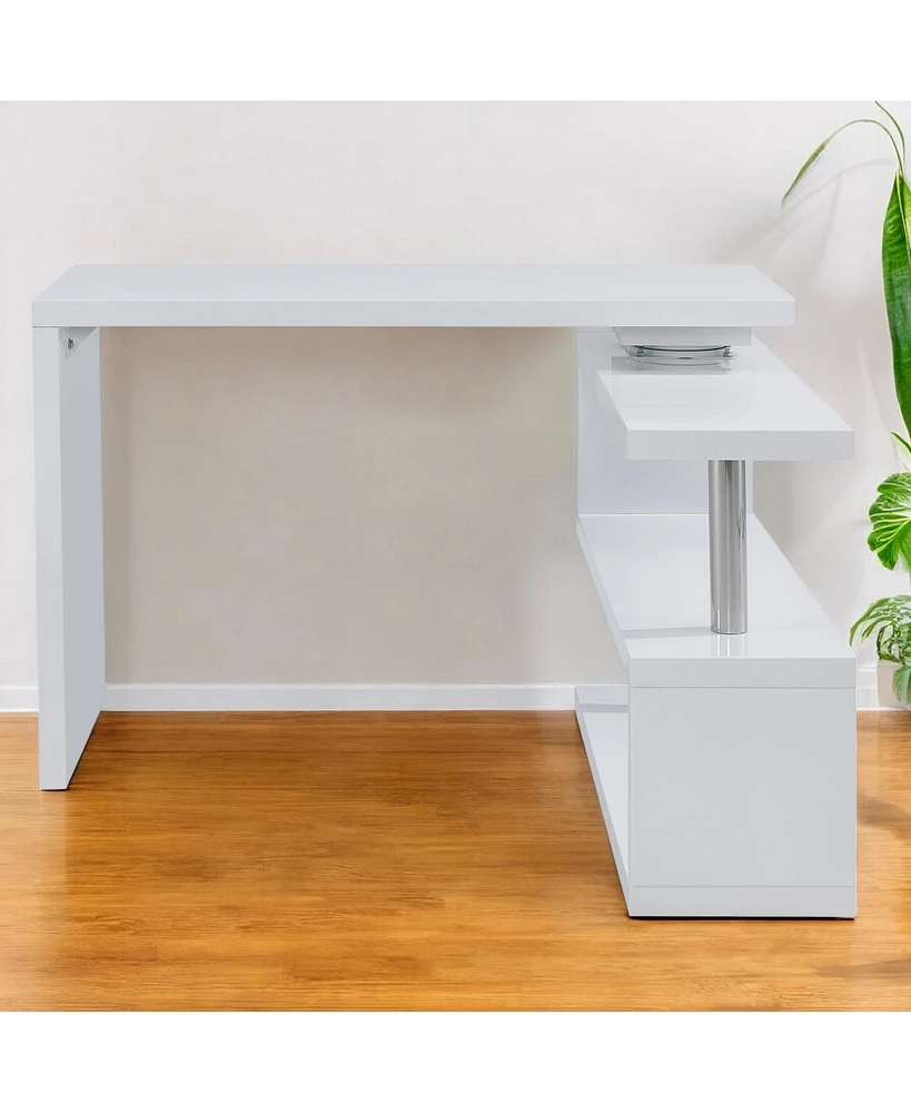 45" White Corner Writing Desk