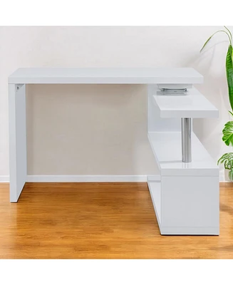 45" White Corner Writing Desk